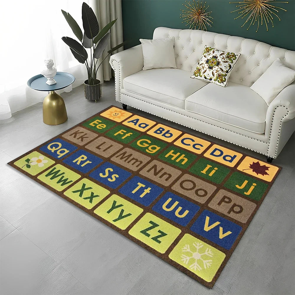 ABC Early Education Cartoon Kids Playroom Alphabet Children Crawling Area Rug,Carpet for Living Room Bedroom Sofa,Non-slip Mat