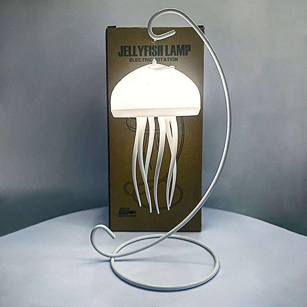 Jellyfish Night Light Dynamic Rotation Atmosphere Light USB Rechargeable Bedside Lamp Night Lamp for Home Decor