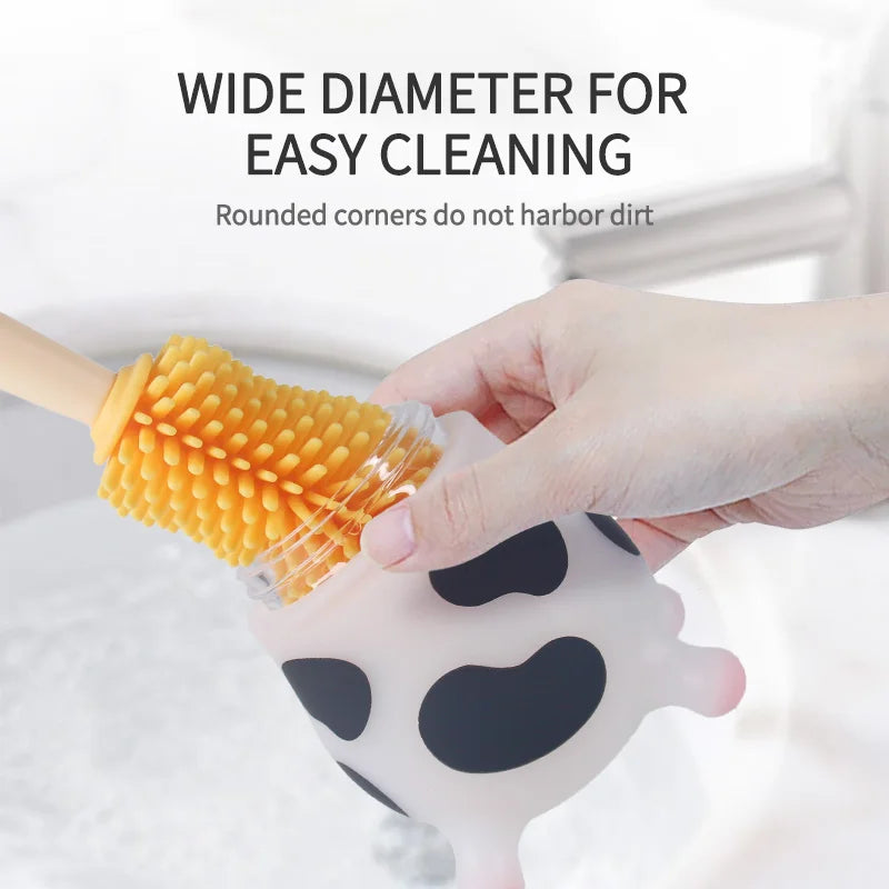 2 PCS Baby Milk Bottle 150/240ml Silicone Bottle Cute Cow Shape 5cm Wide Neck Pacifier Baby Bottles 100% Food Grade Silicone