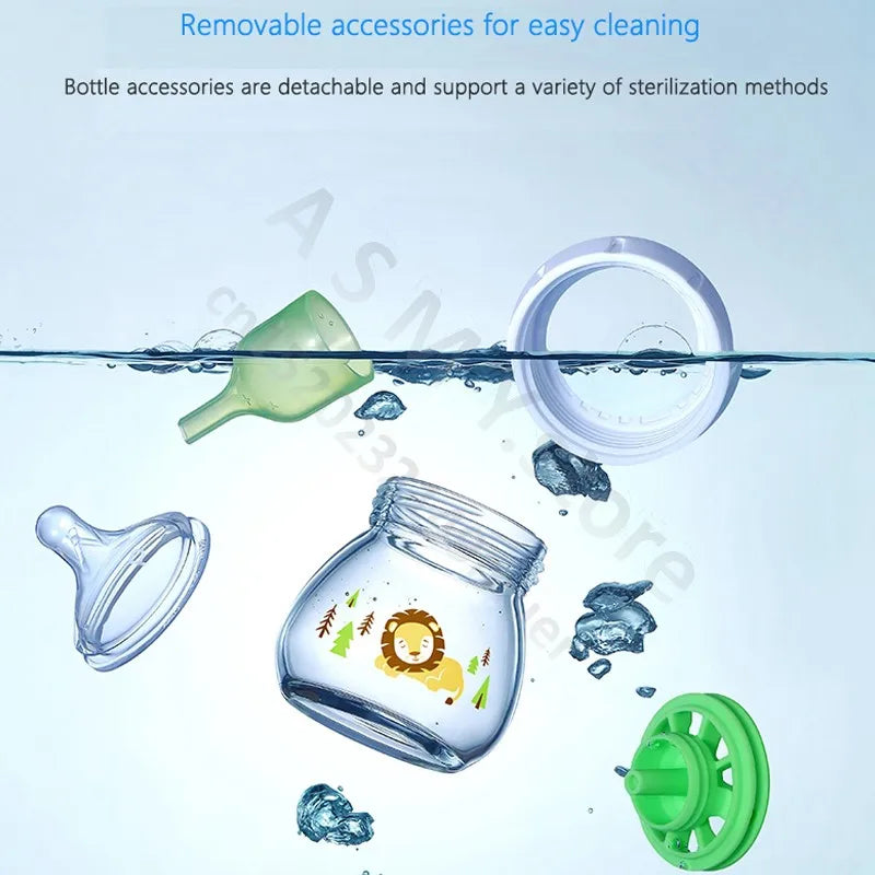 Dr. Brown's newborn wide-bore glass bottle, preemie silicone teat, 60ML for babies 0 to 3 months/Anti-colic glass baby bottle