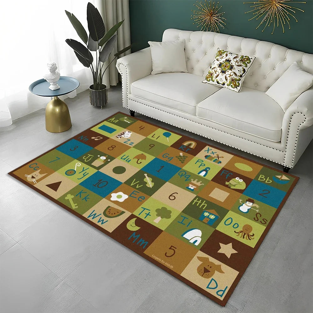 ABC Early Education Cartoon Kids Playroom Alphabet Children Crawling Area Rug,Carpet for Living Room Bedroom Sofa,Non-slip Mat