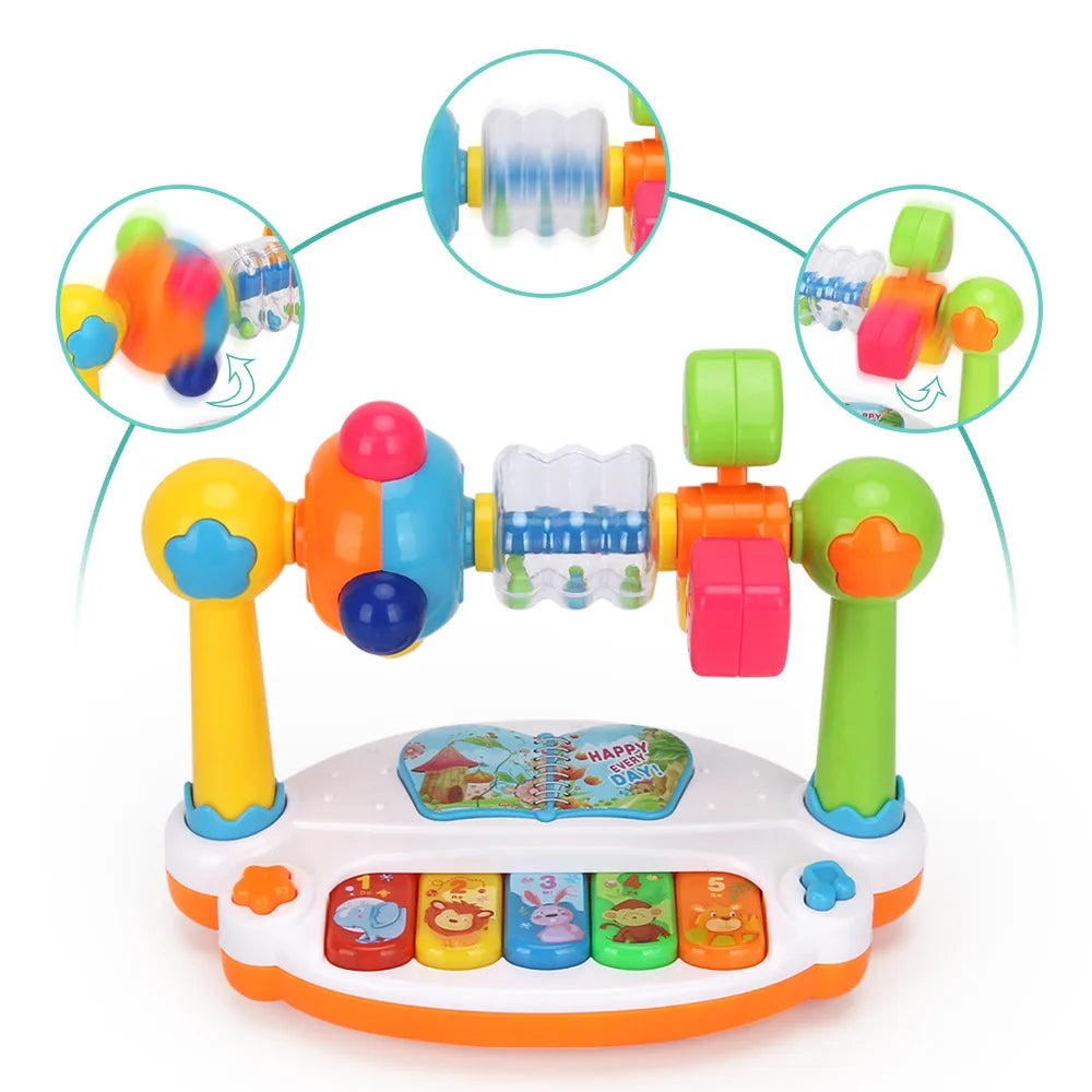 Musical Toys For Toddlers, Early Educational Music Toy Baby 1-3 Piano Toys Kids Rotating Music Piano Keyboard With Light Sound