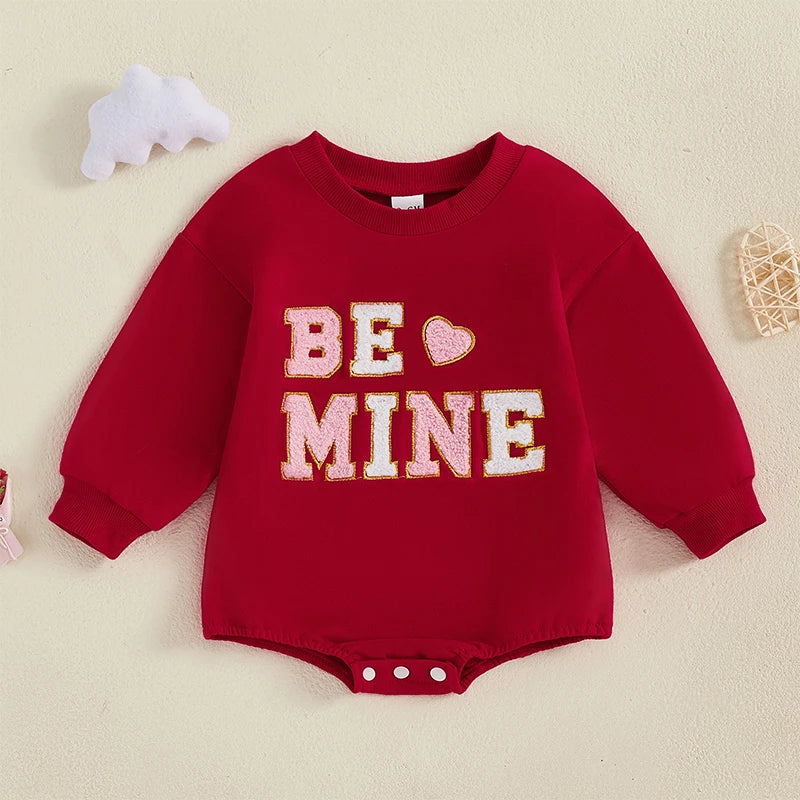 Baby Girls Boys Sweatshirts Rompers Valentine s Day Clothes Letter Embroidery Long Sleeve Infant Fall Bodysuits Jumpsuits