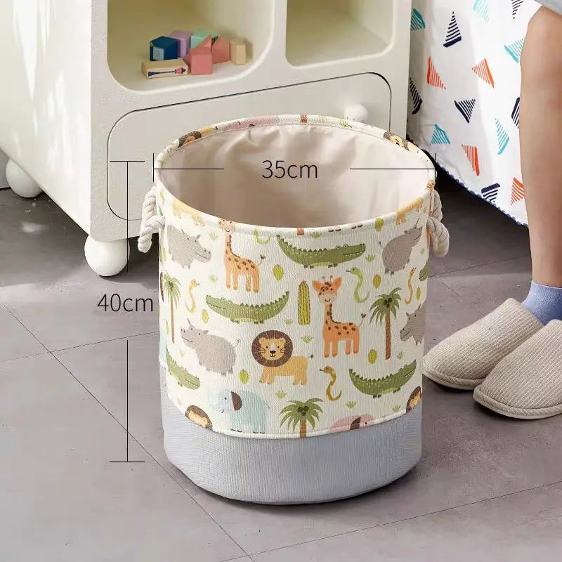 Foldable Kid Storage Basket for Clothes Toys Fabric Forest Animals Lion Giraffe Crocodile Hippo Laundry Hamper for Home Bedroom