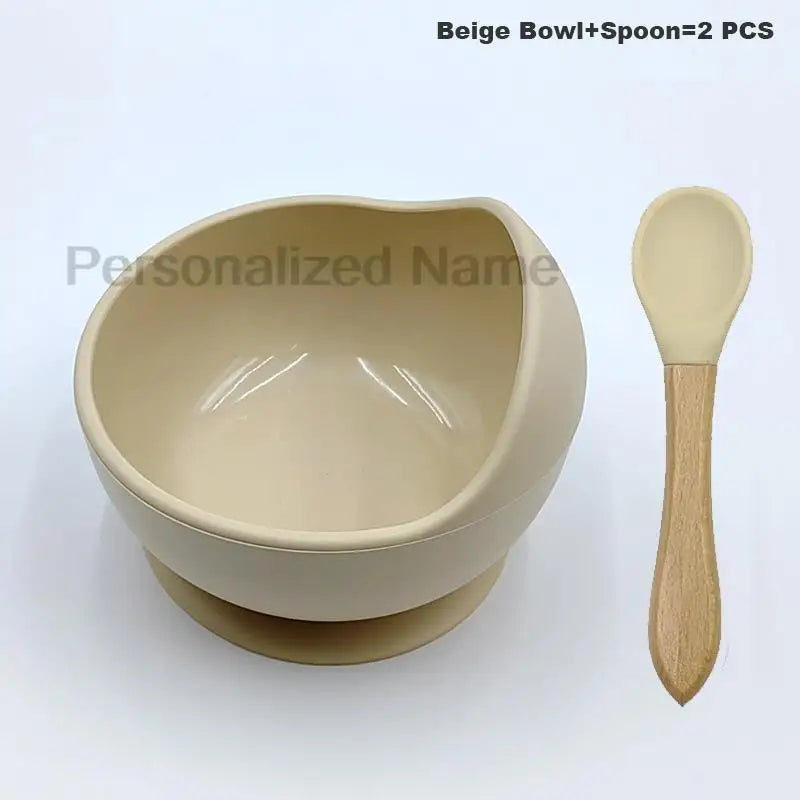 Free custom logo 2 Pcs Baby Spoon Bowls Silicone Stay up Food Bowl for Kids and Toddlers with Improved Super Suction Base Gift