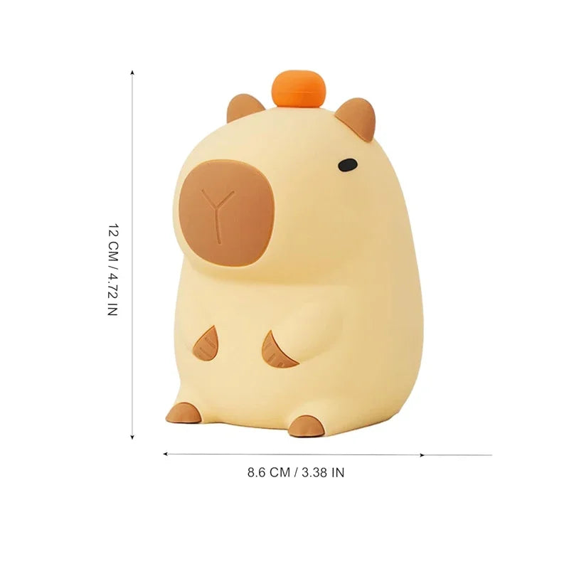 Capybara Night Light Cute Tangerine LED Bedroom Touch Animal Lamp Dimmable Silicone Nightlight for Dorm Decor Baby Boy Girl Gift
