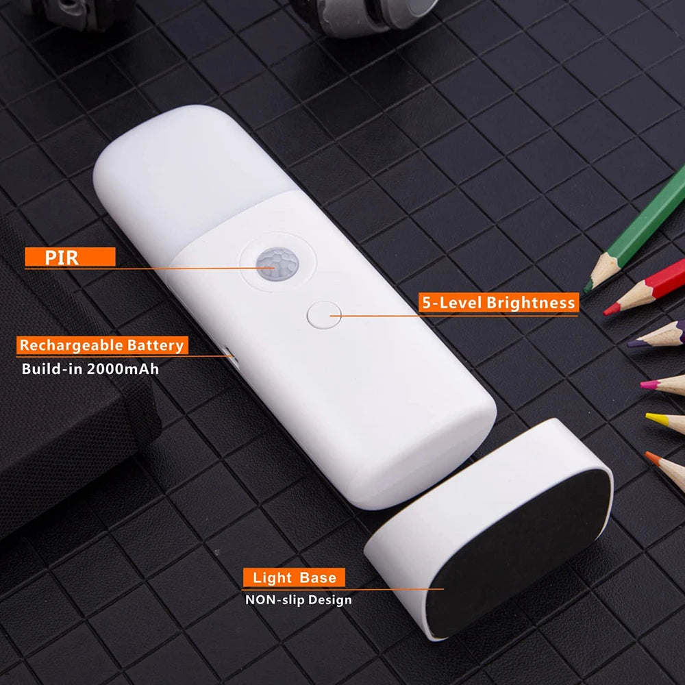 LED Motion Sensor Night Light USB Rechargeable Dimmable Portable Motion Activated Night Lamp for Kids Room Bedroom Hallway