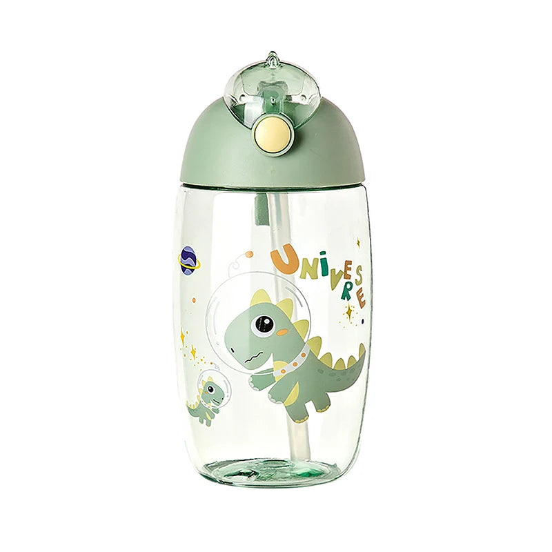500ML Children's Water Bottle For School Portable Cartoon Dinosaur Water Cup Creative Feeding Cup With Straws And Lids Drinkware