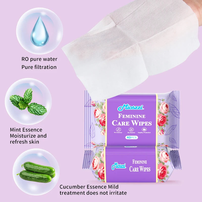 Mioszzi Mint Feminine Cleansing Wet Wipes 40pcs/pack,refreshing,portable,remove oder