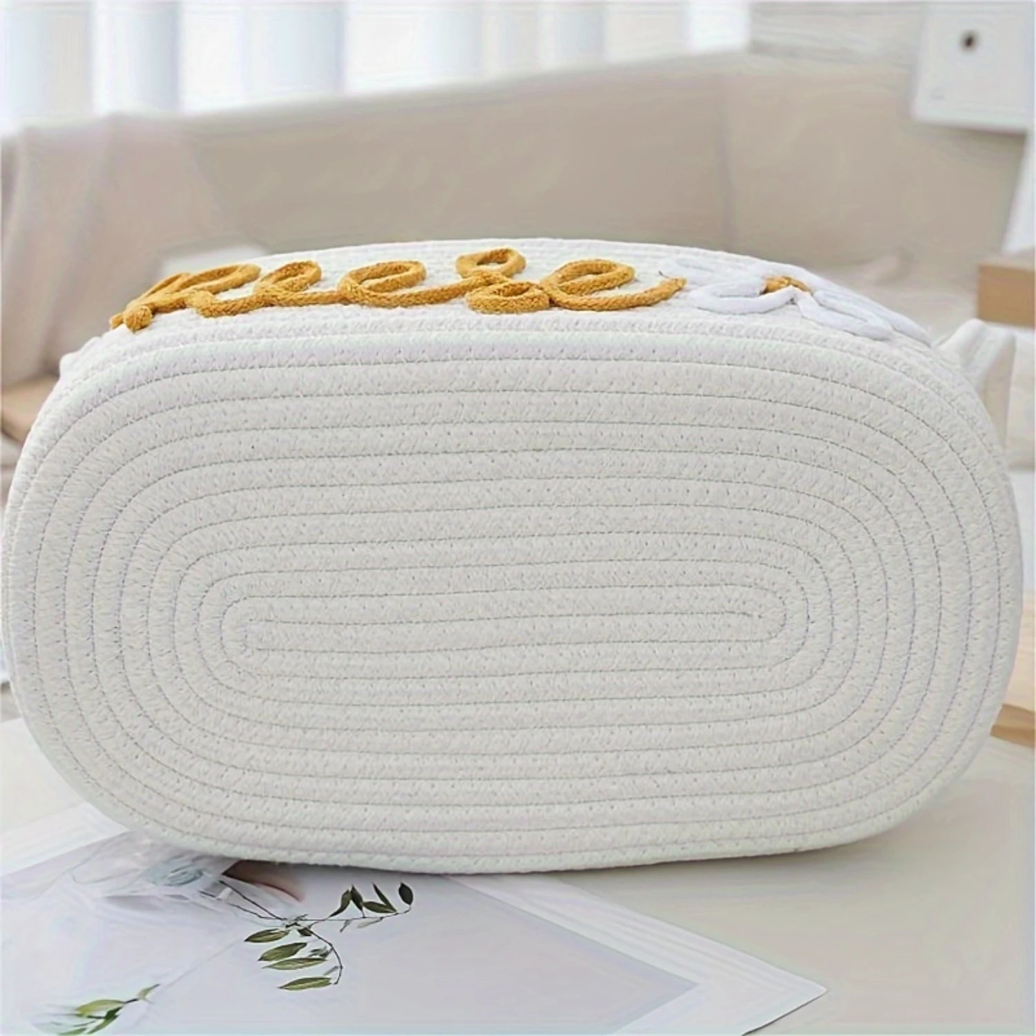 Personalized Cotton Rope Diaper Basket - Chic Storage for Baby Essentials, with Convenient Handles, Ideal for Changing Table.