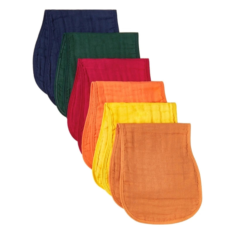 6Pcs/set Baby Bibs Six Layer Gauzes Burp Cloths for Babies with Hourglass Design