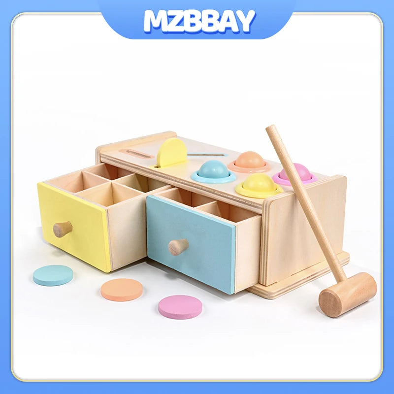 Montessori Wooden Multifunction Toys Color Spinning Coin Box Wooden Toys Children Puzzle Sensory Early Education Game Toys Gift