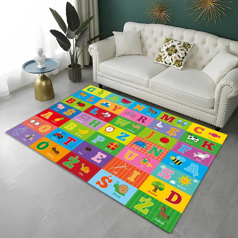 ABC Early Education Cartoon Kids Playroom Alphabet Children Crawling Area Rug,Carpet for Living Room Bedroom Sofa,Non-slip Mat