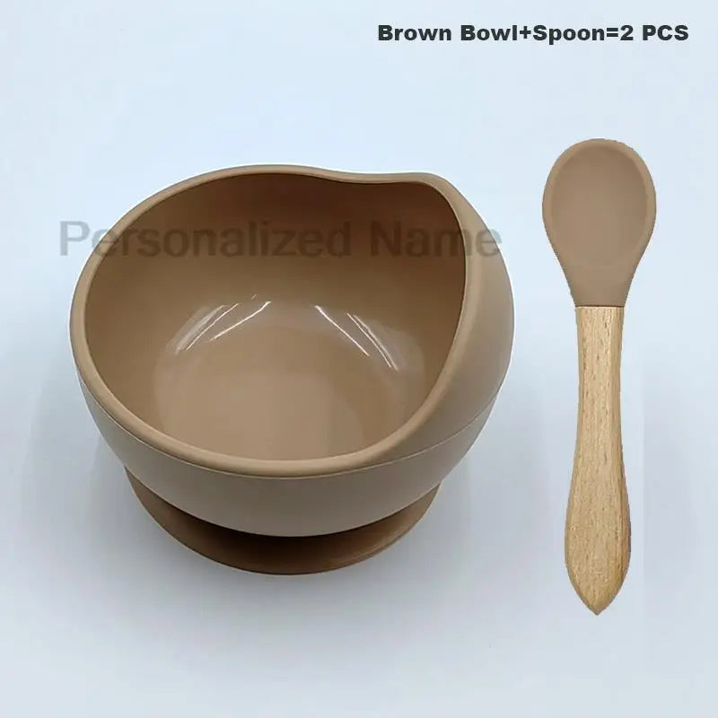 Free custom logo 2 Pcs Baby Spoon Bowls Silicone Stay up Food Bowl for Kids and Toddlers with Improved Super Suction Base Gift