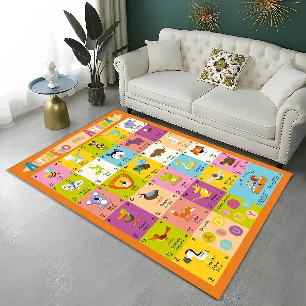 ABC Early Education Cartoon Kids Playroom Alphabet Children Crawling Area Rug,Carpet for Living Room Bedroom Sofa,Non-slip Mat