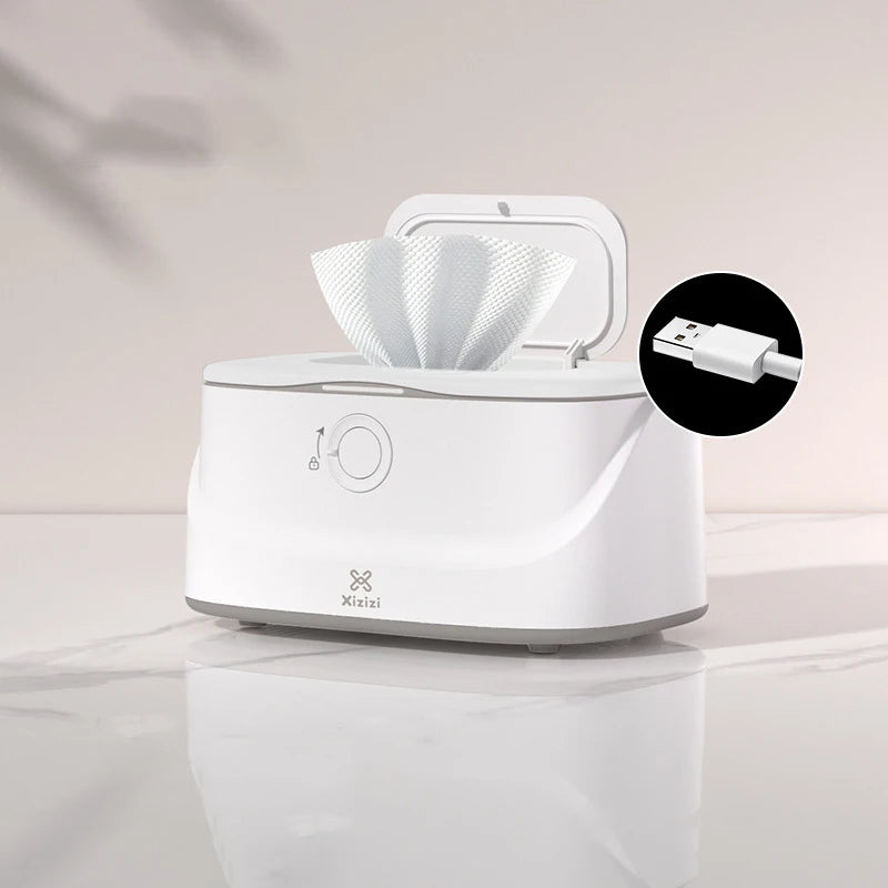 USB Baby Wipe Warmer Portable LED Light Keep Warm Box Large Capacity Three-speed Adjustable Temperature Heating Diaper Dispenser