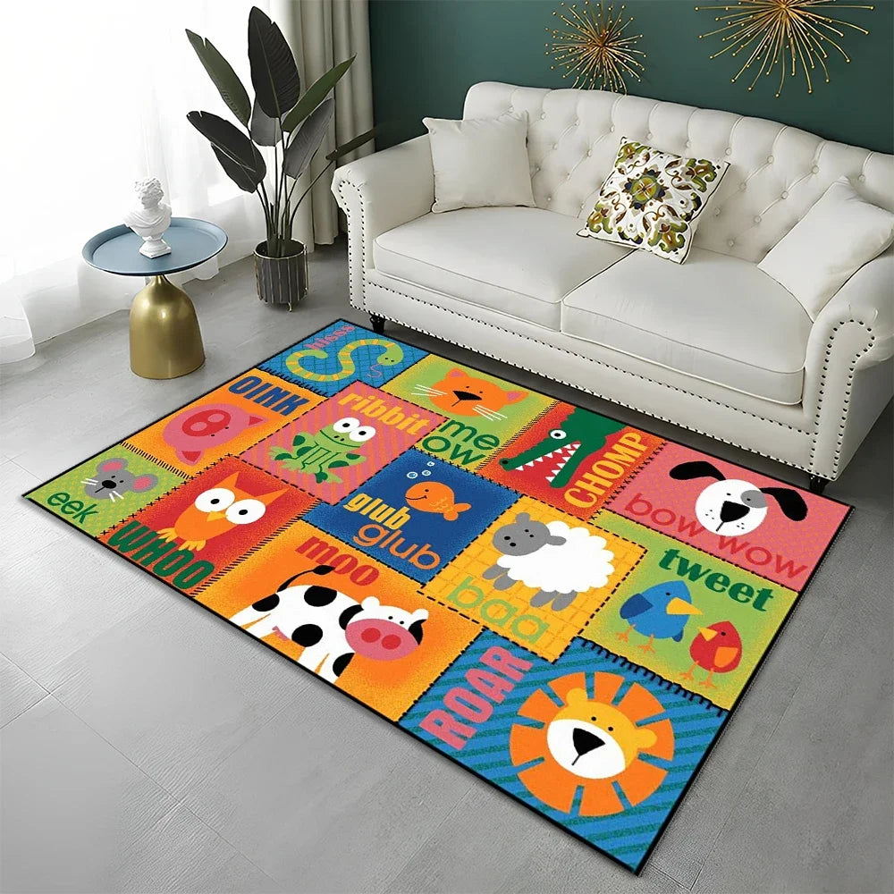 ABC Early Education Cartoon Kids Playroom Alphabet Children Crawling Area Rug,Carpet for Living Room Bedroom Sofa,Non-slip Mat