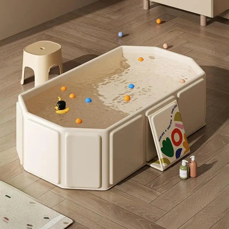 Foldable Baby Bathtub PVC Large Baby Shower Tub Portable Foldable Bath Tub Shower Basin With 5 Balls & 2 Duck For Kids 0-8 Years