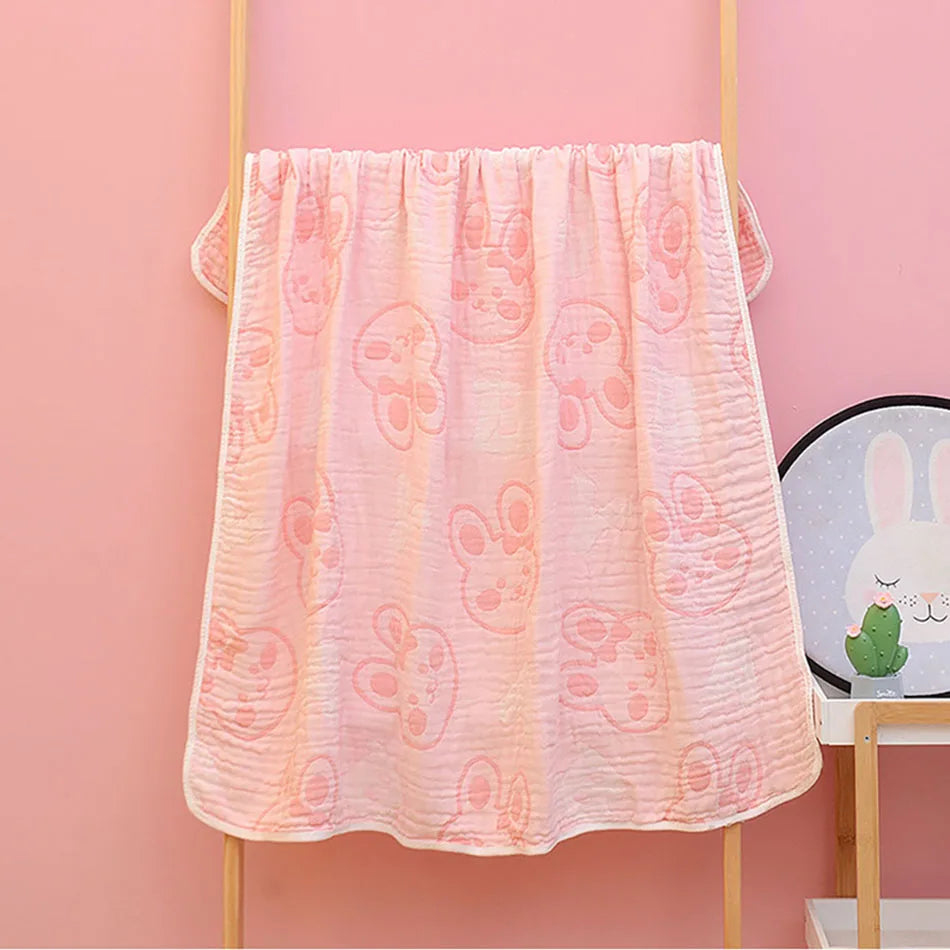 Soft Milk Cotton Baby Bath Towel Swaddling Bunny Elephant Cartoon Blanket Infants and Toddler Kindergarten Daycare and Bath Time