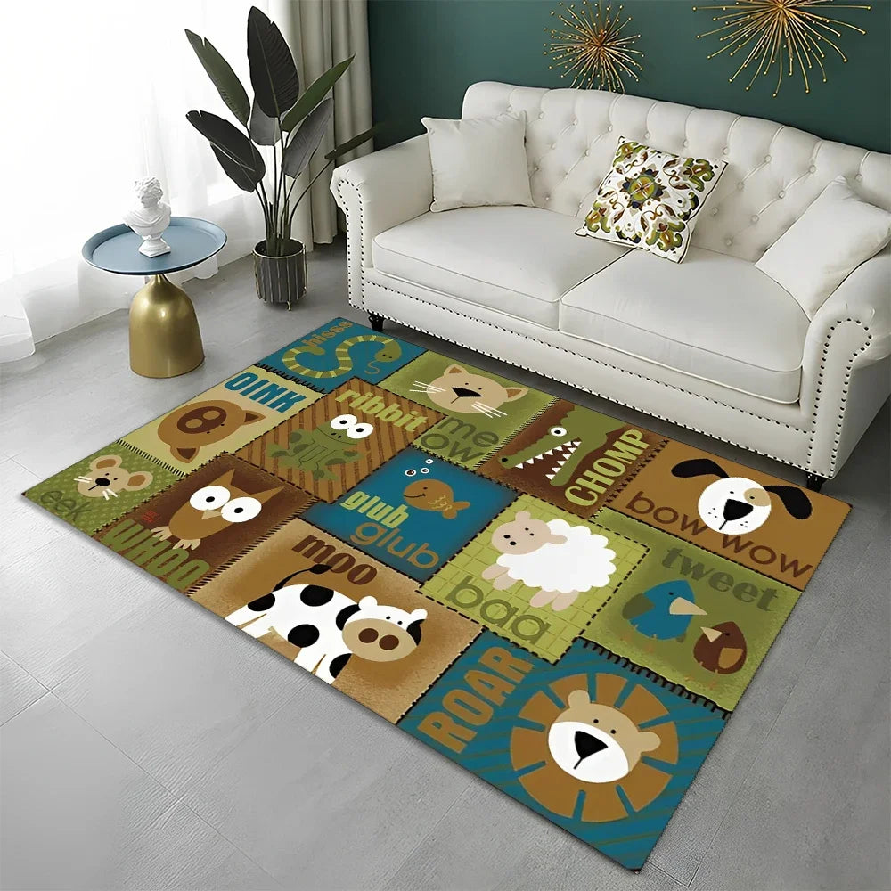 ABC Early Education Cartoon Kids Playroom Alphabet Children Crawling Area Rug,Carpet for Living Room Bedroom Sofa,Non-slip Mat