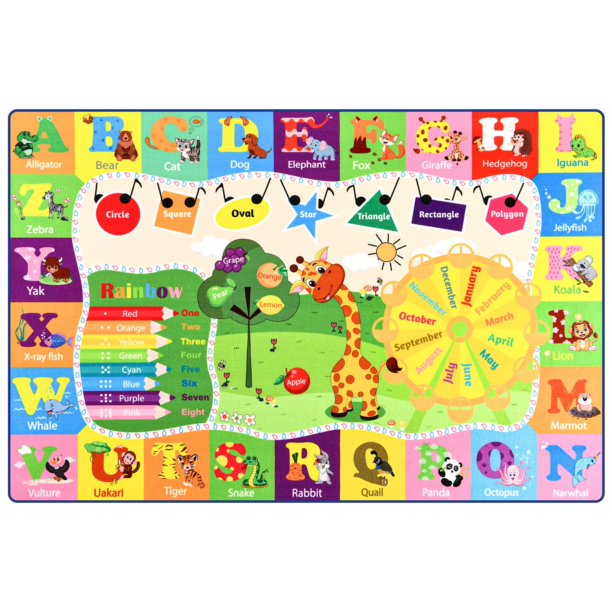 Large Children's Play Mat Children's Bedroom Giraffe Animal Carpet Boys Kindergarten Room Decorative Carpet Letters Carpet