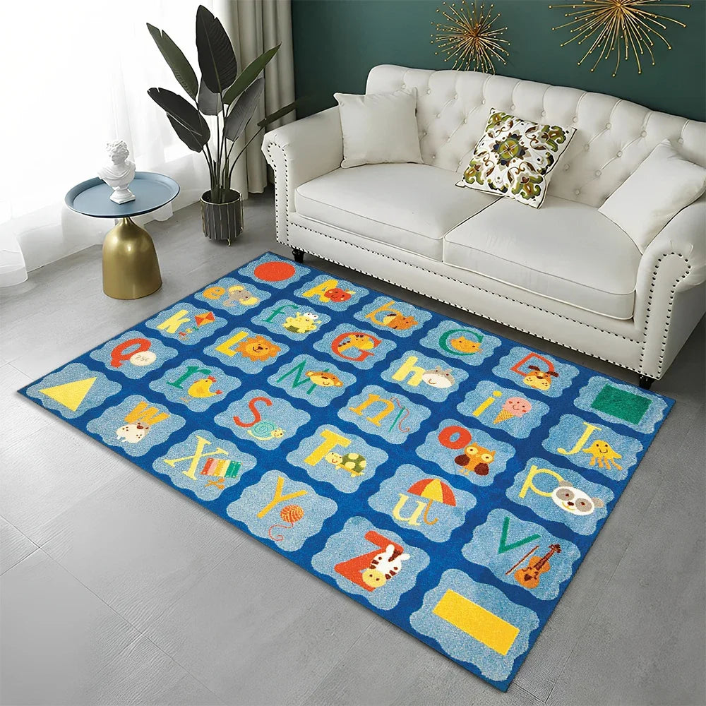 ABC Early Education Cartoon Kids Playroom Alphabet Children Crawling Area Rug,Carpet for Living Room Bedroom Sofa,Non-slip Mat