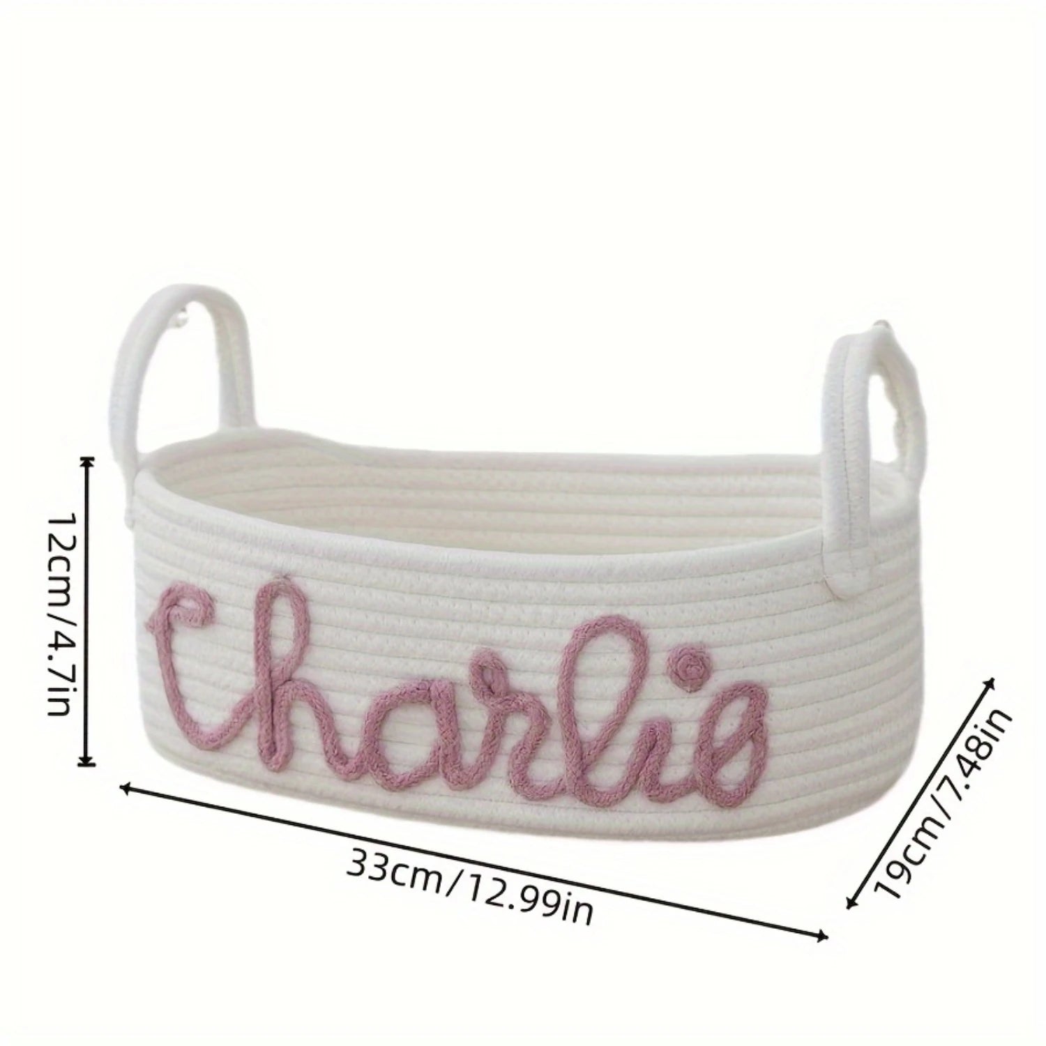 Personalized Cotton Rope Diaper Basket - Chic Storage for Baby Essentials, with Convenient Handles, Ideal for Changing Table.