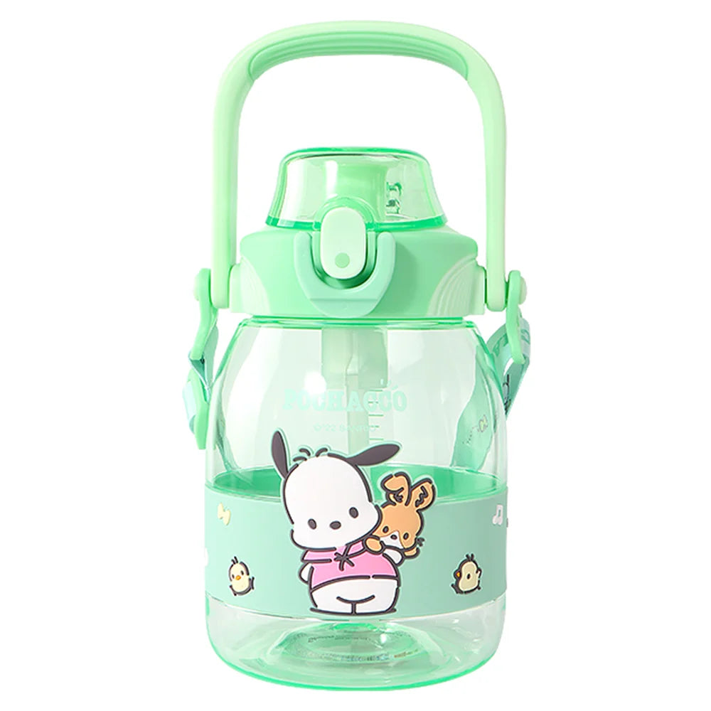1200ML MINISO Sanrios Anime Cinnamoroll Pochacco Kuromi Tritan Material Water Bottle Cup Large Capacity Plastic Straw Cups