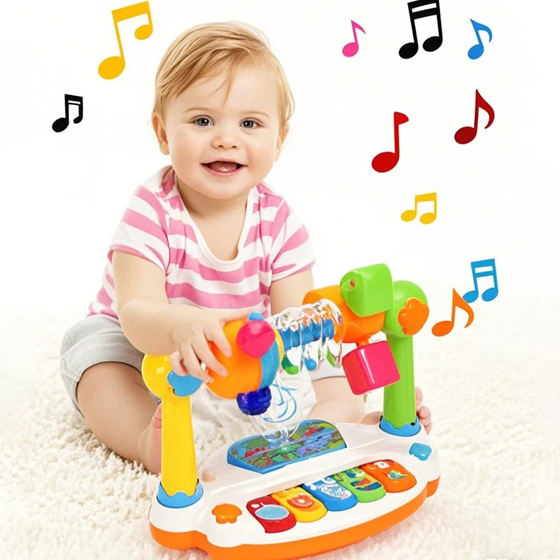 Musical Toys For Toddlers, Early Educational Music Toy Baby 1-3 Piano Toys Kids Rotating Music Piano Keyboard With Light Sound