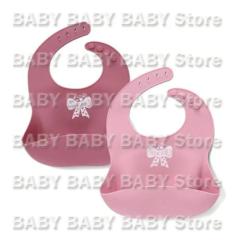 Q81A 2 Pcs Baby Silicone Waterproof Bibs Newborn Boys Girls Saliva Towel