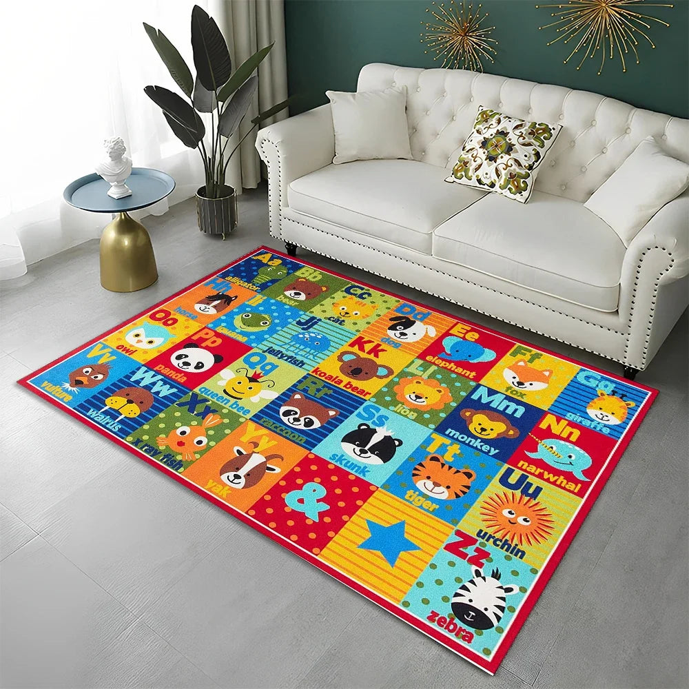 ABC Early Education Cartoon Kids Playroom Alphabet Children Crawling Area Rug,Carpet for Living Room Bedroom Sofa,Non-slip Mat