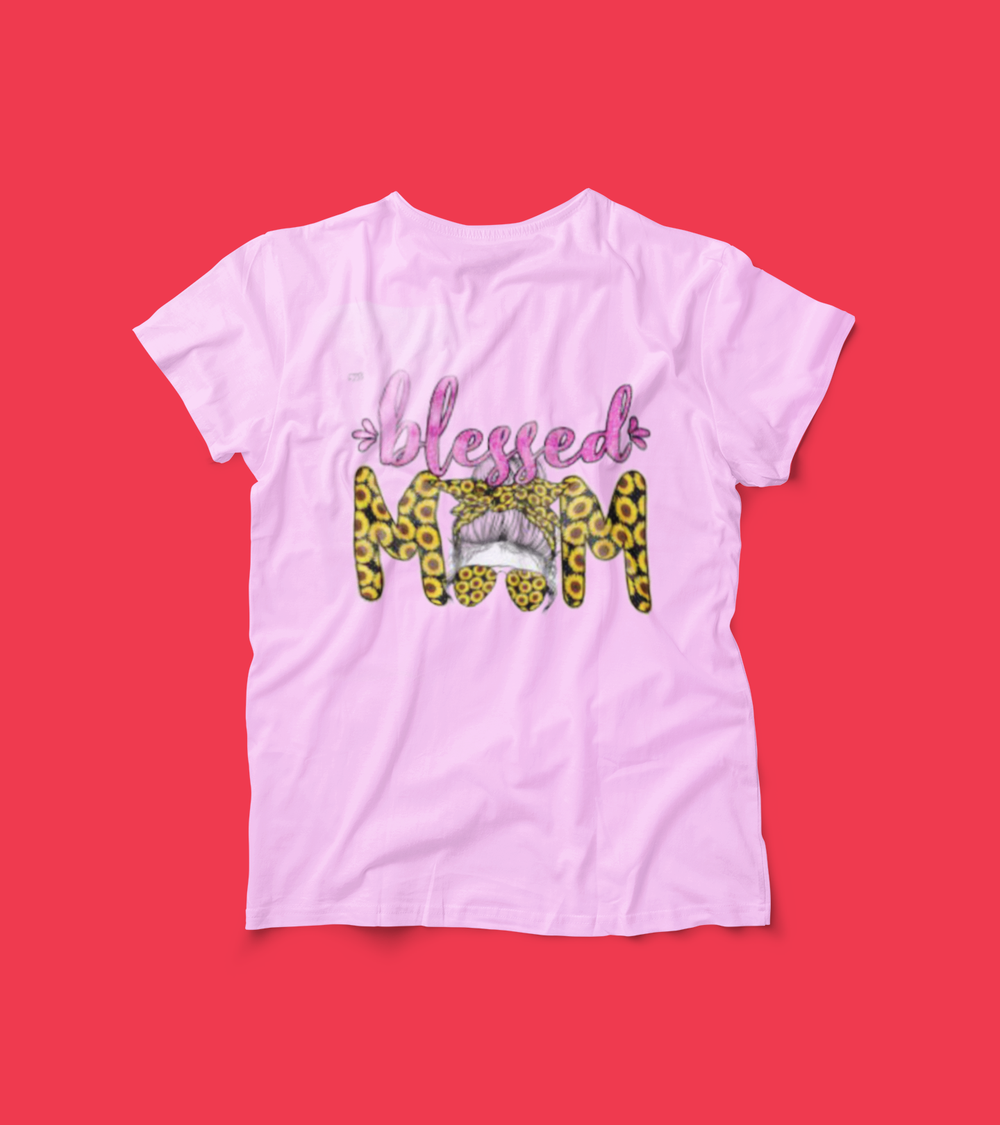 Blessed Mom T-Shirt – Leopard Print Hair Bun Graphic Tee – Yellow Cute Gift for Moms – Messy Bun Sunglasses Shirt