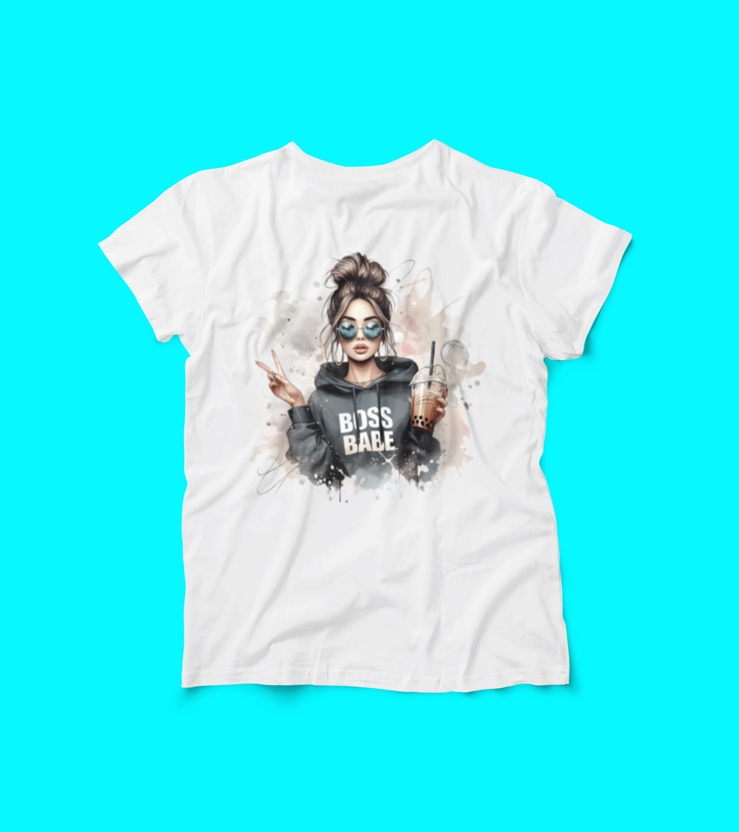 Boss Babe Graphic Tee – Trendy Girl with Bubble Tea Shirt – Empowerment T-Shirt for Women – Baddie Aesthetic Tee – Girl Boss Streetwear