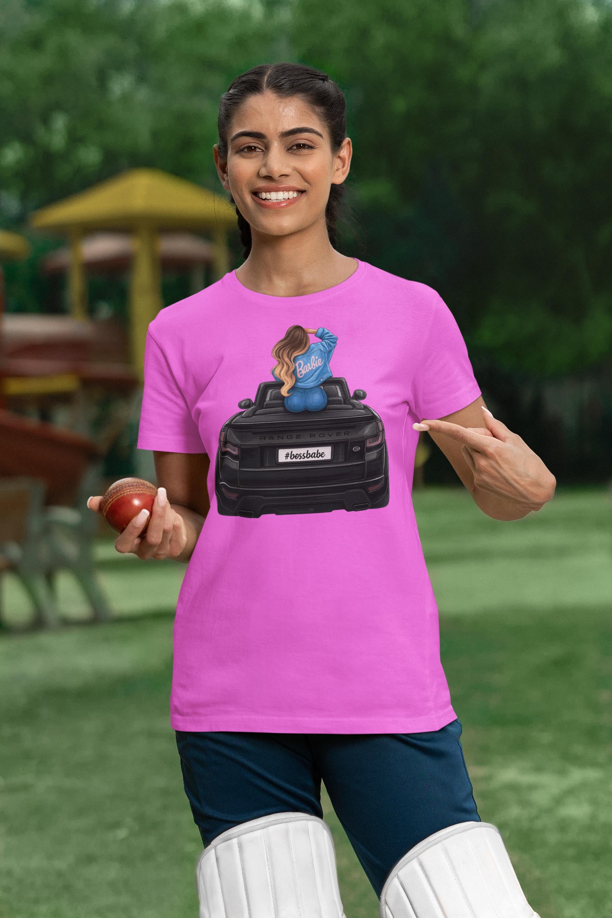 Bossbabe Barbie Girl Stylish Woman on Range Rover