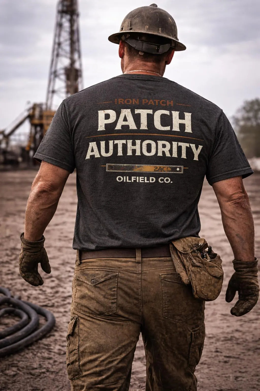 Patch Authority Oilfield T-Shirt – Iron Patch Co. Roughneck Back Print Tee