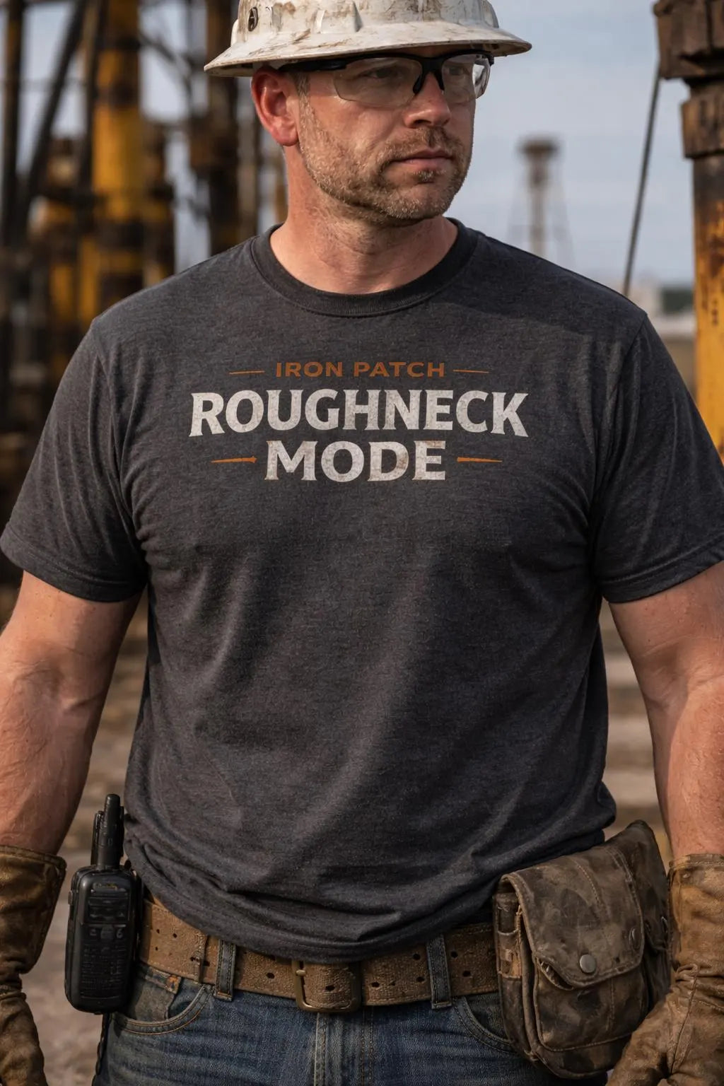Roughneck Certified Oilfield Work Tee – Iron Patch Co Heavy Duty Shirt