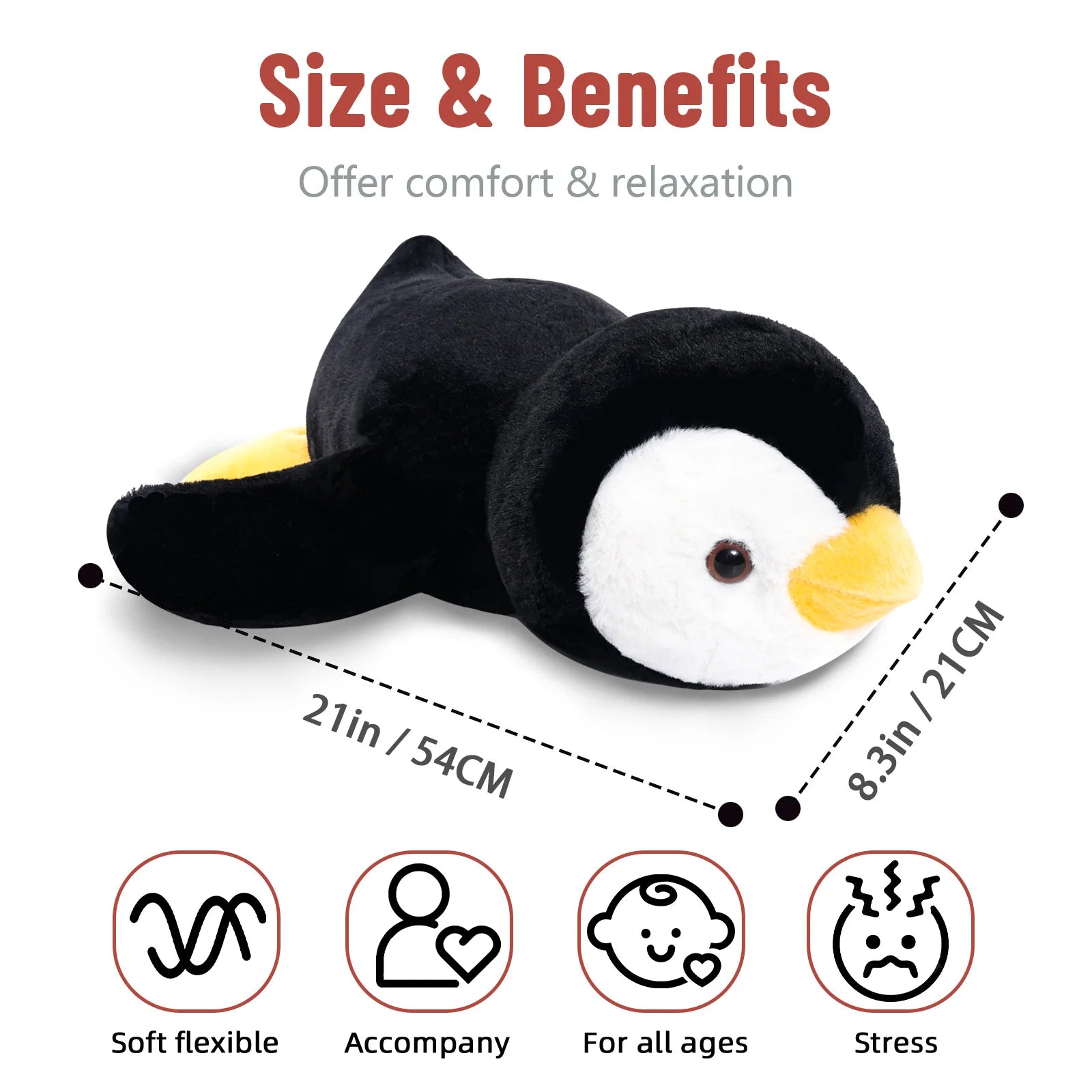 Niuniu Daddy 20" | 3.3 Pound Penguin Weighted Stuffed Animals for Adults Kids