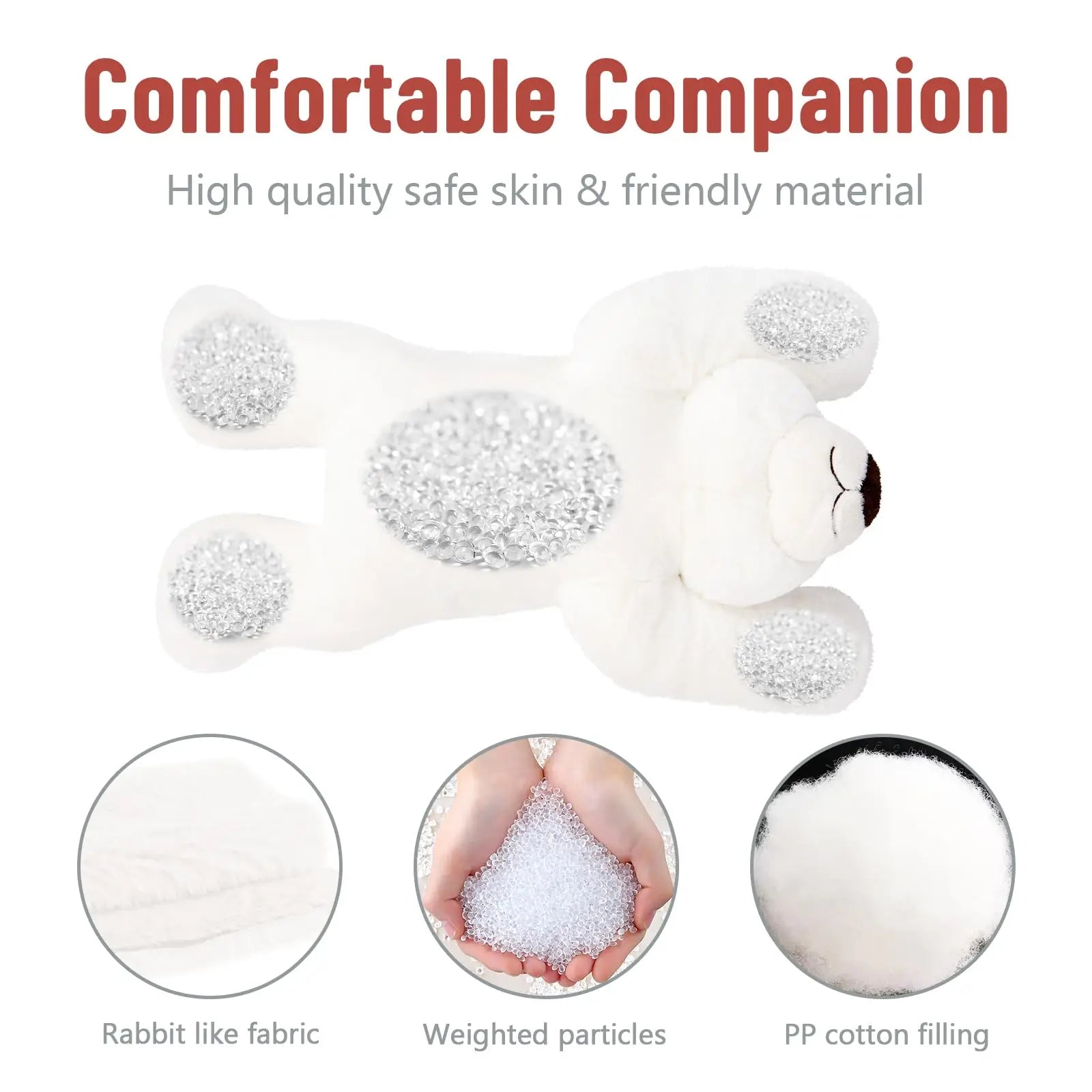 Niuniu Daddy 20" | 3.3 Pound Polar White Bear Weighted Stuffed Animals Large Plush Toy Pillow with Fluffy Fur for Kids Adults