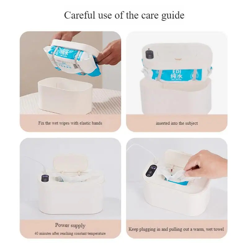 Portable Baby Wipe Warmer LED Digital Display Large Capacity Baby Wet Wipes Dispenser USB Powered Heating Adjustable Temperature