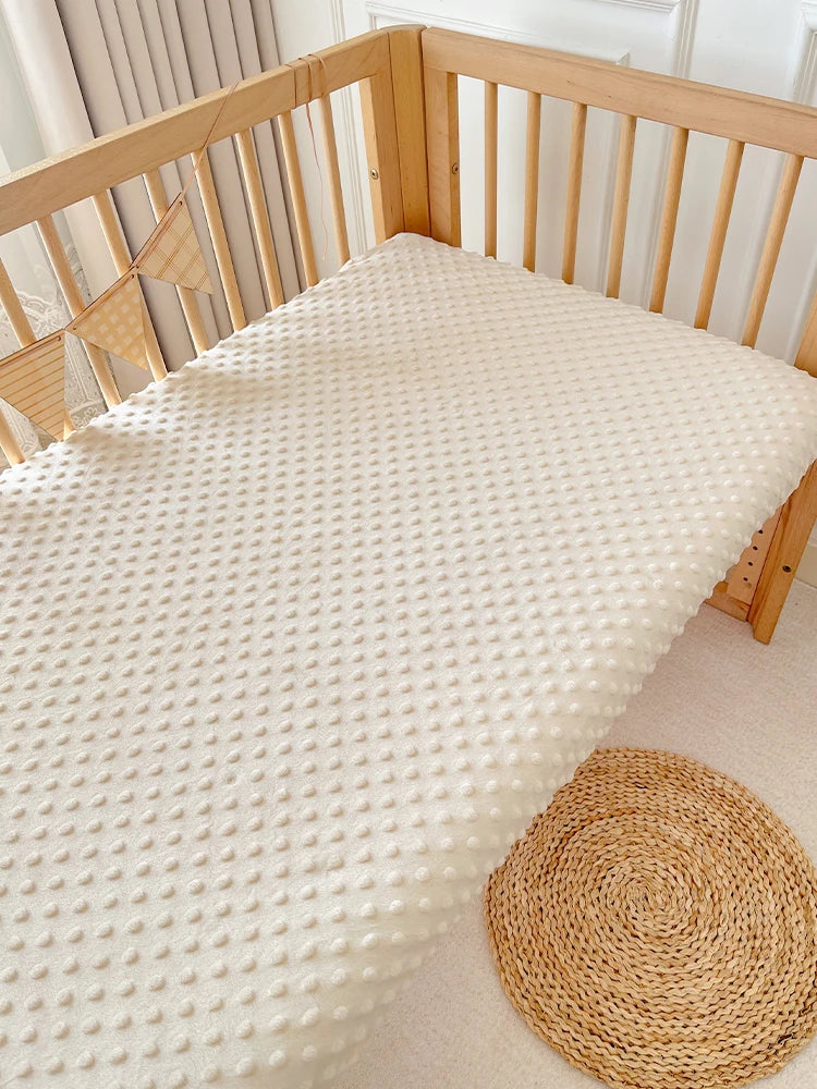 1PC Solid Color Dotted Flannel Crib Sheet Crib Mattress Children's Bed Cover For Newborn Bassinet Cradle Sheet Beding