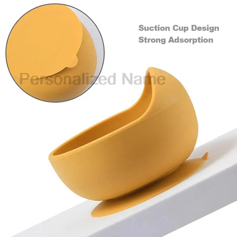 Free custom logo 2 Pcs Baby Spoon Bowls Silicone Stay up Food Bowl for Kids and Toddlers with Improved Super Suction Base Gift
