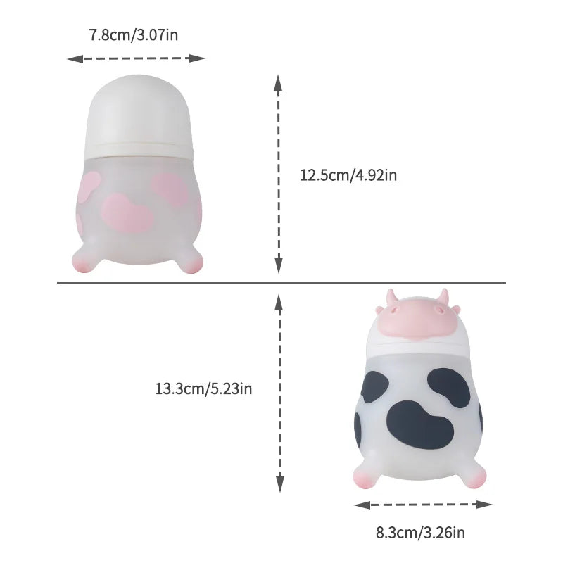 2 PCS Baby Milk Bottle 150/240ml Silicone Bottle Cute Cow Shape 5cm Wide Neck Pacifier Baby Bottles 100% Food Grade Silicone