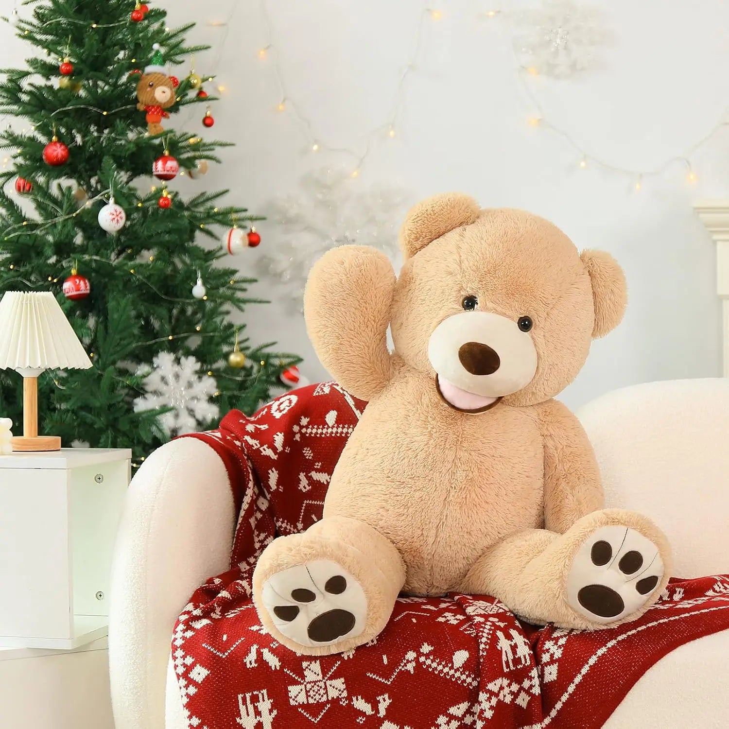 MorisMos Giant Teddy Bear with Big Footprints Plush Stuffed Animals Light Brown 39 inches