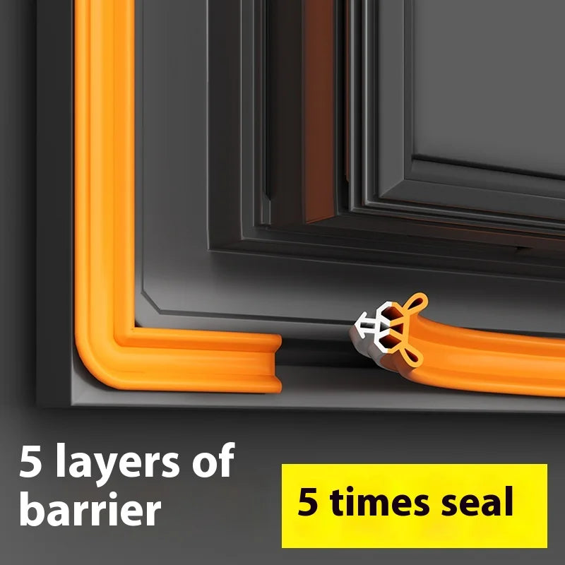 4M Plastic Steel Window Sealing Strip Flexible TPE Window Gap Insulation Weatherstrip Bilateral Windproof Dustproof Strip