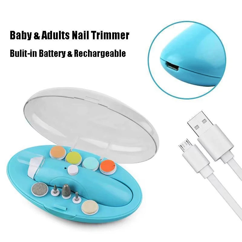 Electric Baby Nail Trimmer 9 in 1 Electric Baby Nail File Kit Rechargeable Infant Toes Fingernails Clippers Baby Care Tools
