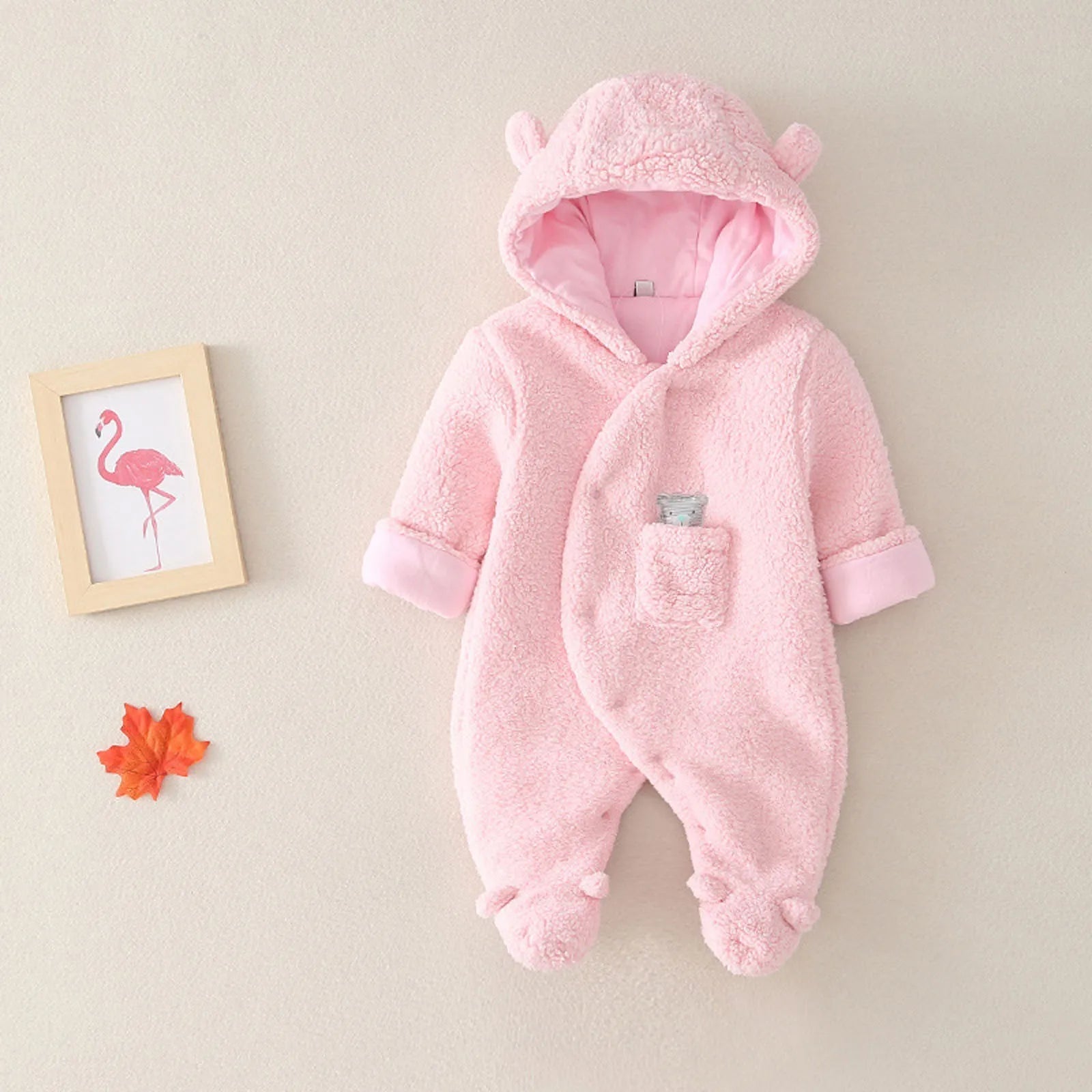 Baby Winter Clothes Jumpsuit Cotton Coat With Thick Velvet For Both Male And Female Babies Foot Baby Girl Romper 12-18 Months