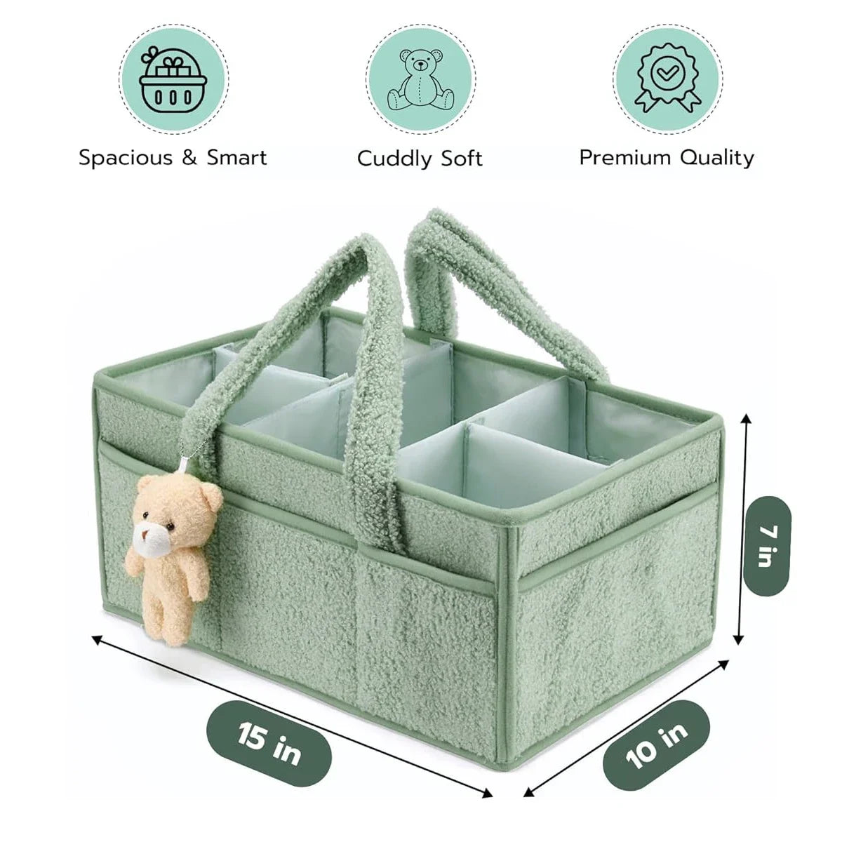 Baby Diaper Organizer Caddy for Changing Table, Nursery Storage Baby Basket, Portable Car Diaper Caddy Basket, Baby Shower Gifts