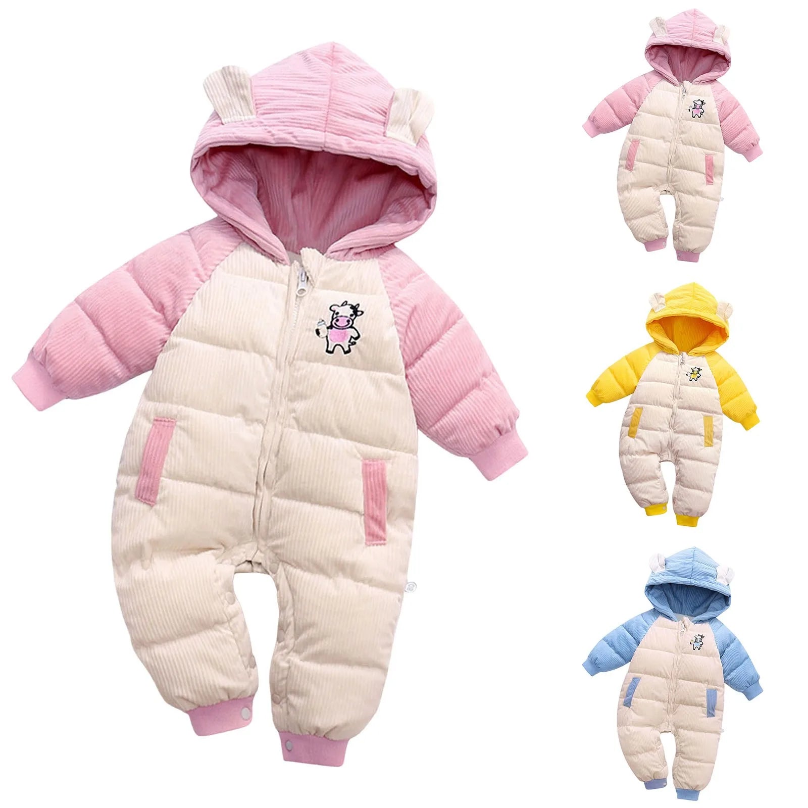 3months Baby Girl Clothes Infant Baby Girls Boys Warm Hooded Snowsuit Jumpsuit Down Coat Romper Padded Preemie Baby Girl Romper