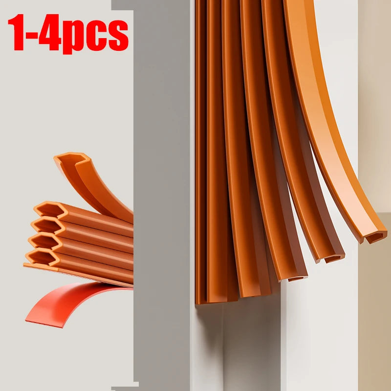 1-4Pcs Door Sealing Strip 6M TPE Self-adhesive Adjustable Size Window Gap Weather Stripping Multi-layer Seal Soundproof Strip