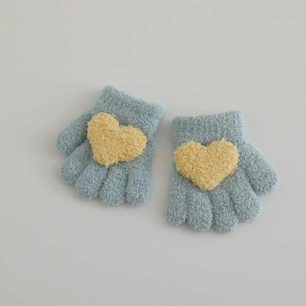 Autumn Winter Warm Thicken Girls Pink Gloves Baby Riding Cute Gloves Kid Kindergarten Five Fingers Gloves 1-3Y